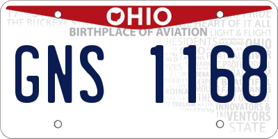 OH license plate GNS1168