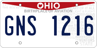 OH license plate GNS1216
