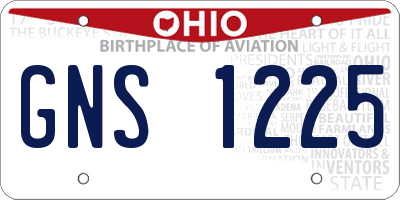 OH license plate GNS1225