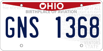 OH license plate GNS1368