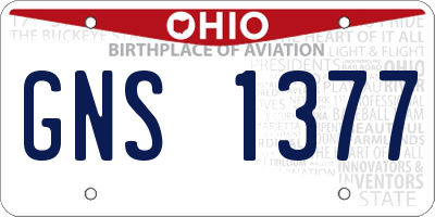 OH license plate GNS1377
