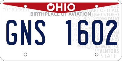 OH license plate GNS1602