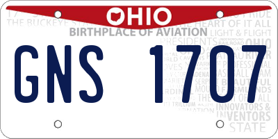 OH license plate GNS1707