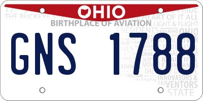 OH license plate GNS1788