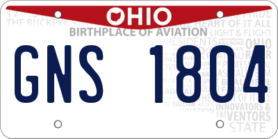 OH license plate GNS1804