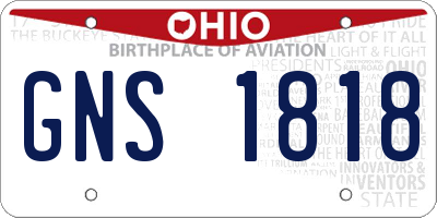OH license plate GNS1818