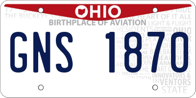 OH license plate GNS1870
