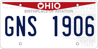 OH license plate GNS1906