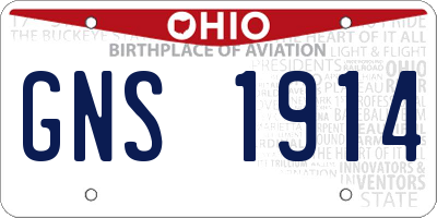 OH license plate GNS1914