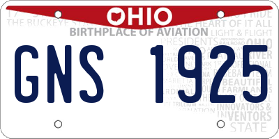OH license plate GNS1925