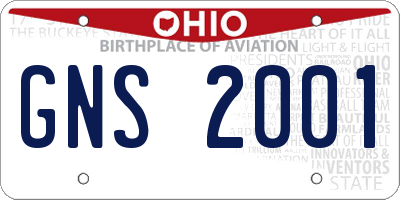 OH license plate GNS2001