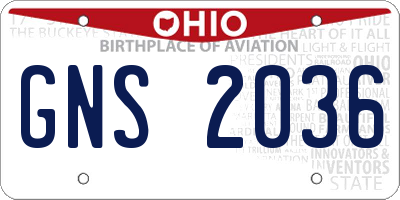 OH license plate GNS2036