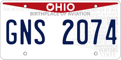 OH license plate GNS2074