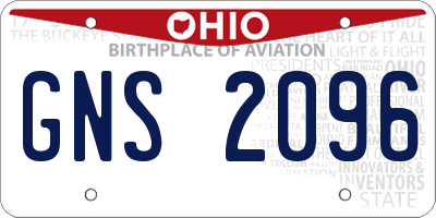 OH license plate GNS2096