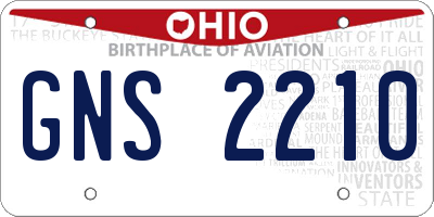 OH license plate GNS2210