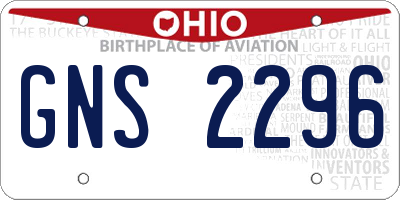 OH license plate GNS2296