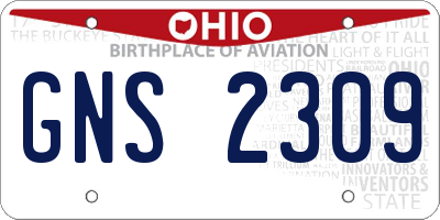 OH license plate GNS2309