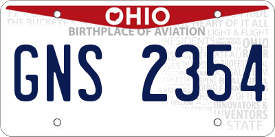 OH license plate GNS2354