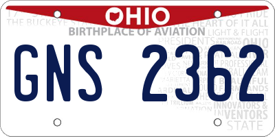 OH license plate GNS2362