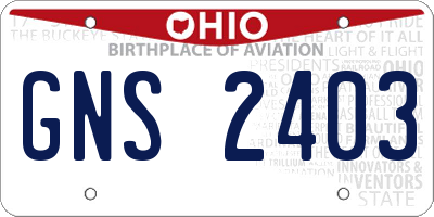 OH license plate GNS2403
