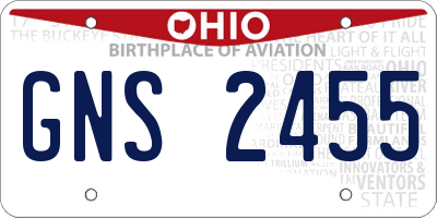OH license plate GNS2455