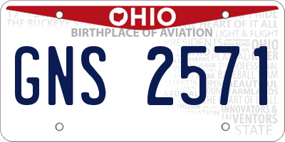 OH license plate GNS2571