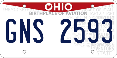 OH license plate GNS2593