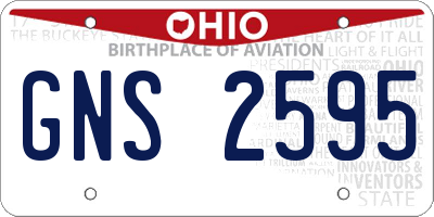 OH license plate GNS2595