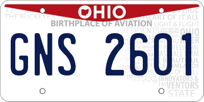 OH license plate GNS2601