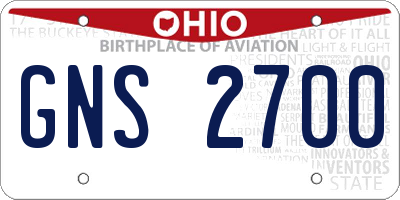 OH license plate GNS2700