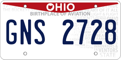 OH license plate GNS2728