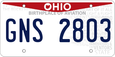 OH license plate GNS2803