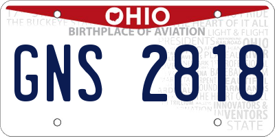 OH license plate GNS2818