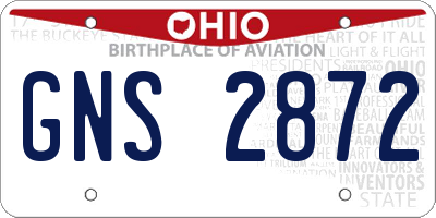 OH license plate GNS2872