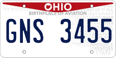 OH license plate GNS3455