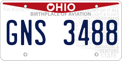 OH license plate GNS3488
