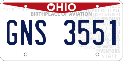 OH license plate GNS3551
