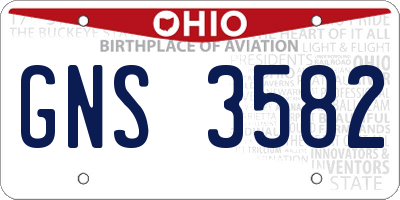OH license plate GNS3582
