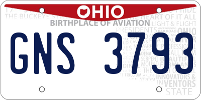 OH license plate GNS3793