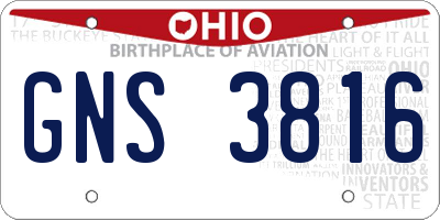 OH license plate GNS3816