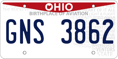 OH license plate GNS3862