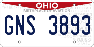 OH license plate GNS3893