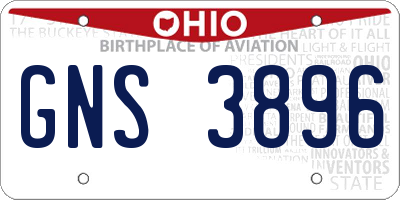 OH license plate GNS3896