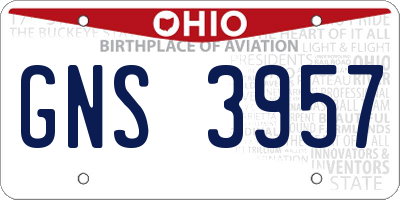 OH license plate GNS3957