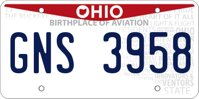 OH license plate GNS3958