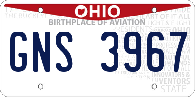 OH license plate GNS3967