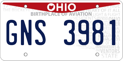 OH license plate GNS3981
