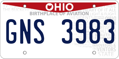 OH license plate GNS3983