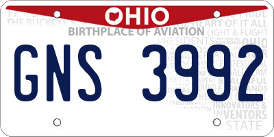 OH license plate GNS3992