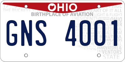 OH license plate GNS4001